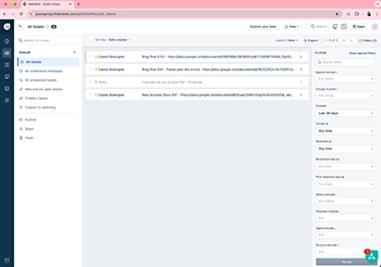 A Freshdesk ticket list